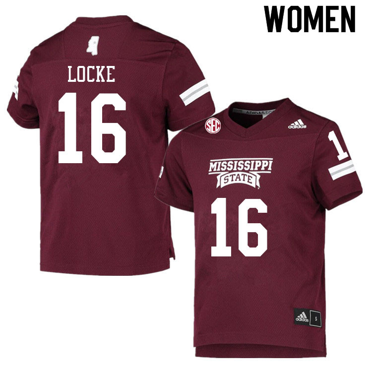 Women #16 Braedyn Locke Mississippi State Bulldogs College Football Jerseys Sale-Maroon